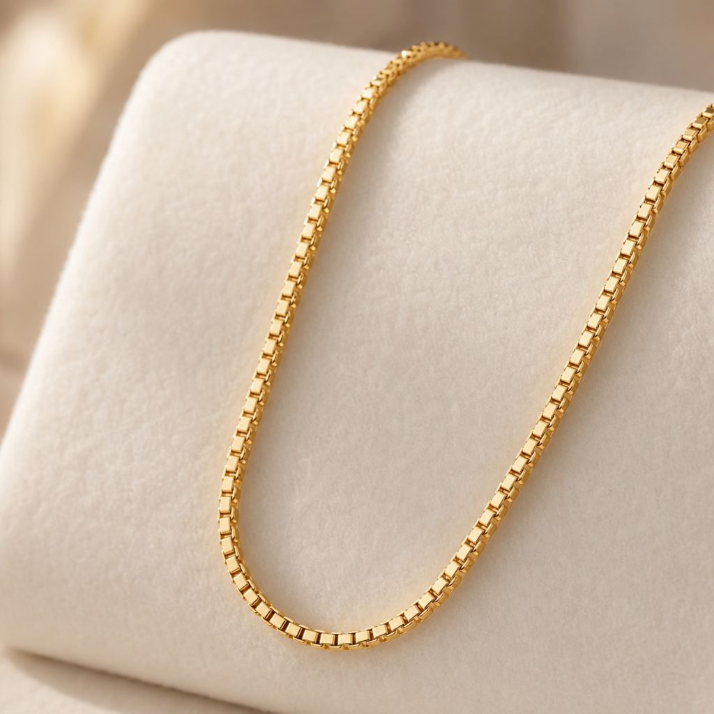 14K Gold Box Chain Necklace
