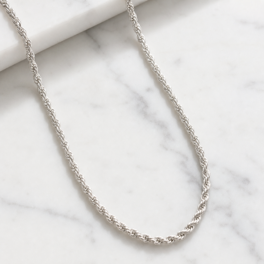 Sterling Silver Rope Chain Necklace