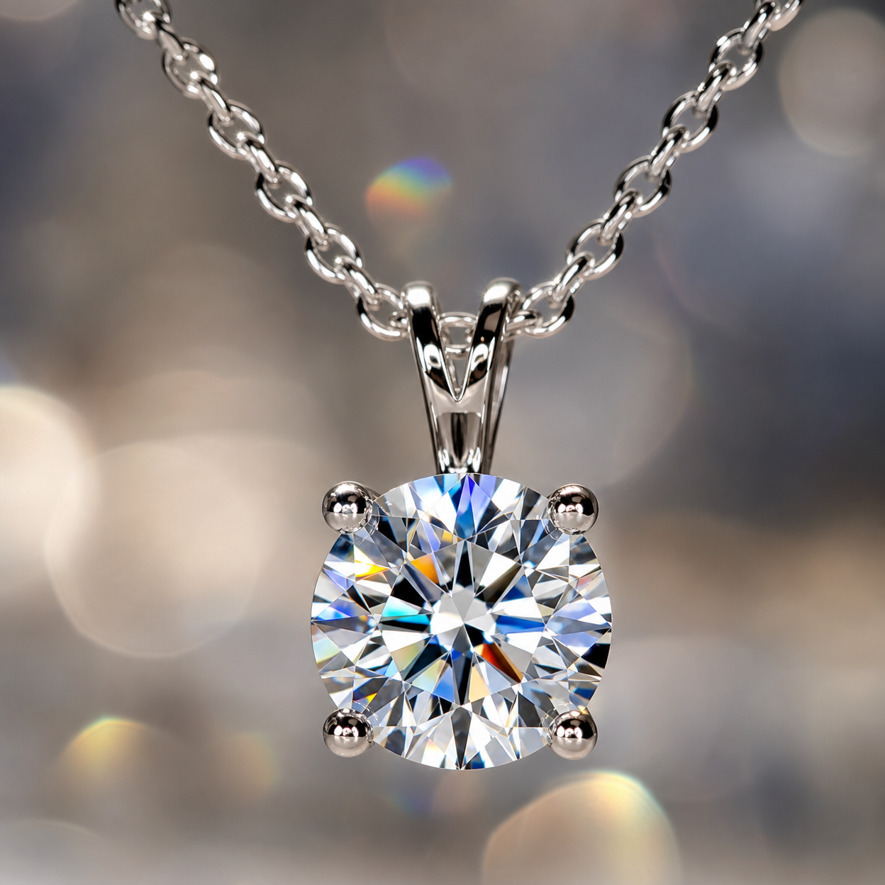 Diamond Solitaire Pendant Necklace