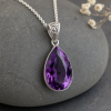 Amethyst Drop Pendant Necklace
