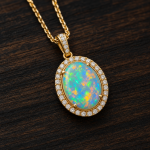 Opal and Diamond Pendant Necklace
