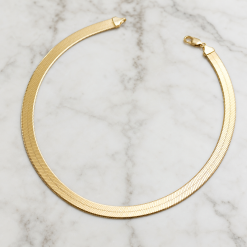 14K Gold Herringbone Flat Necklace