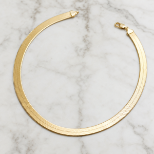 14K Gold Herringbone Flat Necklace