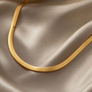 14K Gold Herringbone Chain Necklace