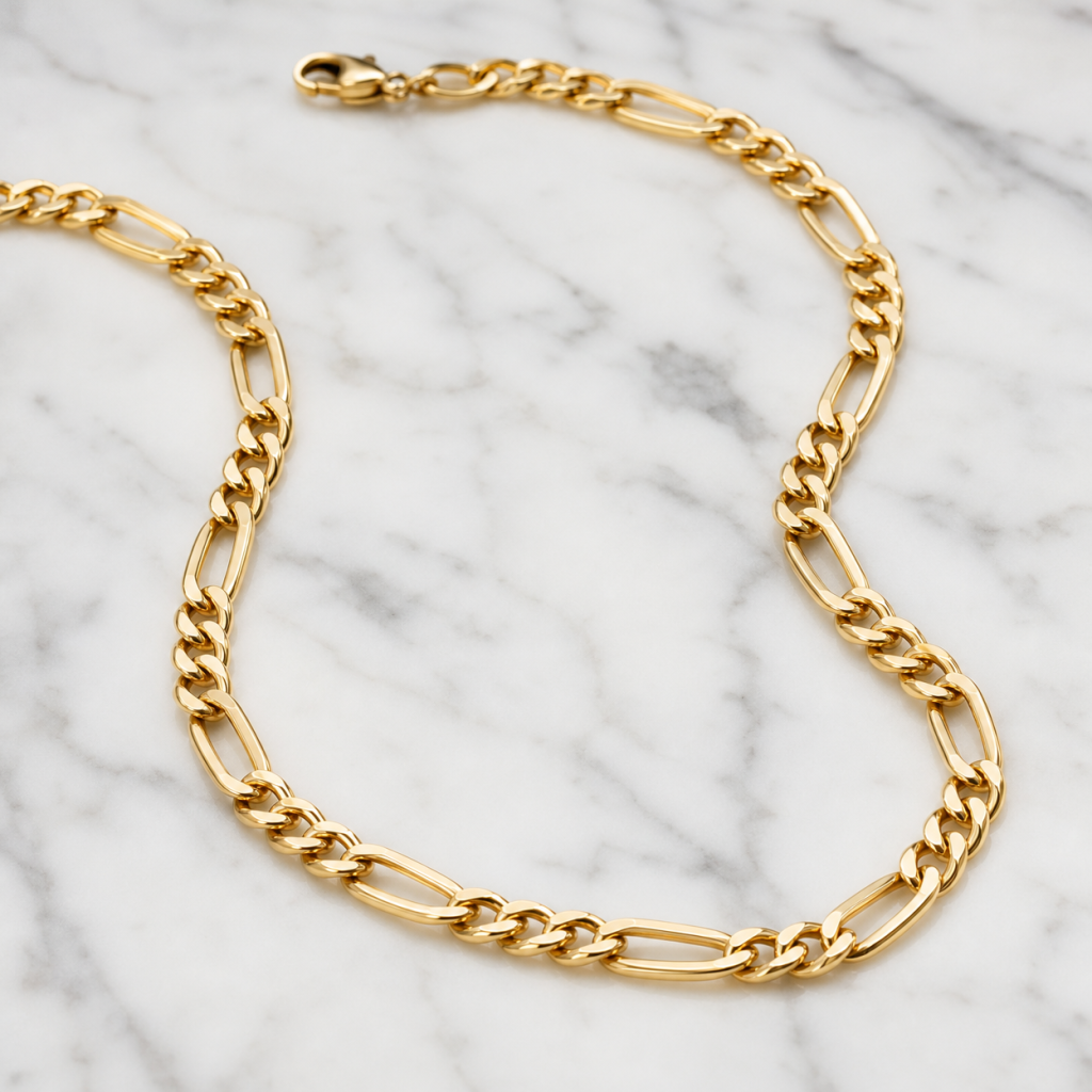 18K Gold Figaro Chain Necklace