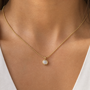 18K Gold Bead Chain Necklace