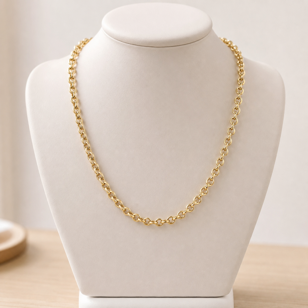 14K Gold Rolo Chain Necklace